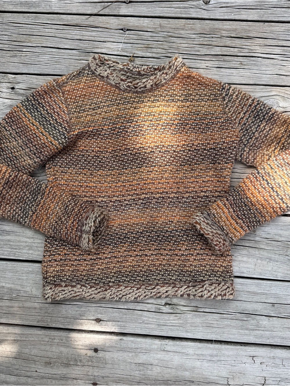 Sportif Vintage 90s Marled Knit Sweater with Cream, Brown and Orange Tones
